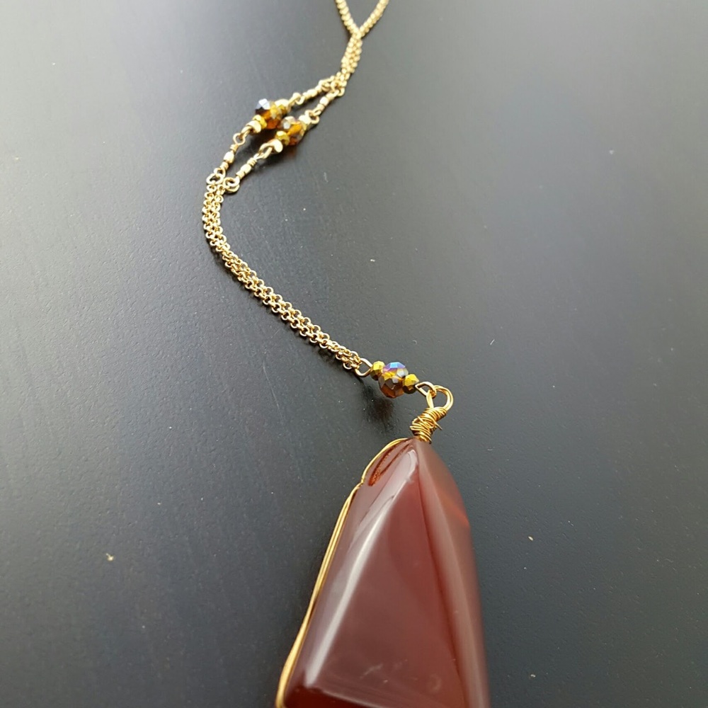 Georgie: Dark Orange Amber Chain Necklace